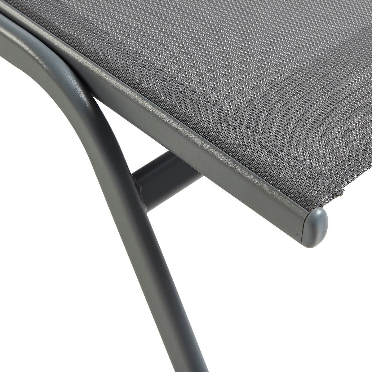 GARDEN STAR Bain de soleil multi-positions - Textilène et acier -  gris 