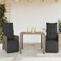 Voir la diapositive 1 : VIDAXL Ensemble de bistro de jardin 3 pcs coussins gris poly rotin