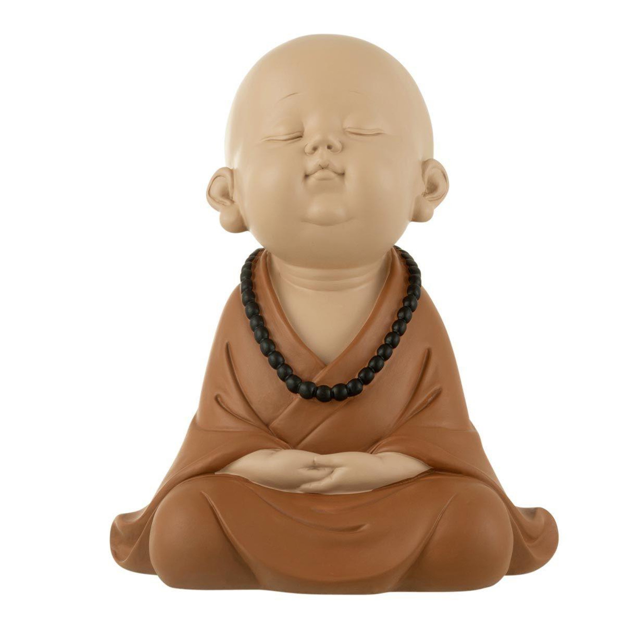 J-LINE Statuette déco  moine zen  23cm marron