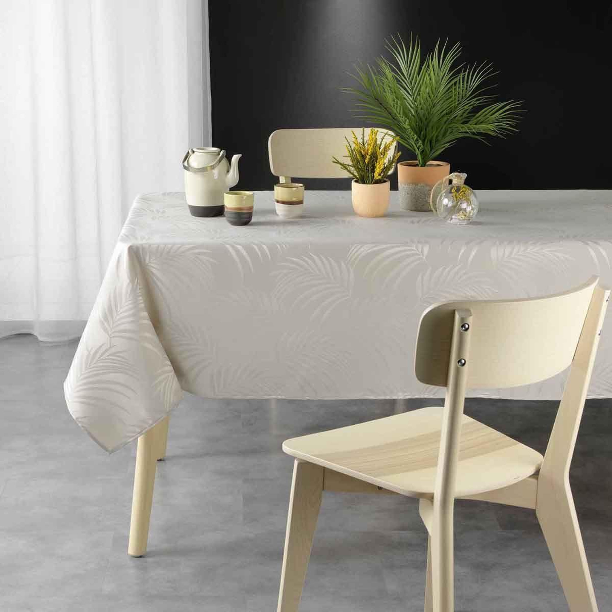 Voir la diapositive 3 : Douceur d'Intérieur Nappe jacquard  plumette  140x240cm lin