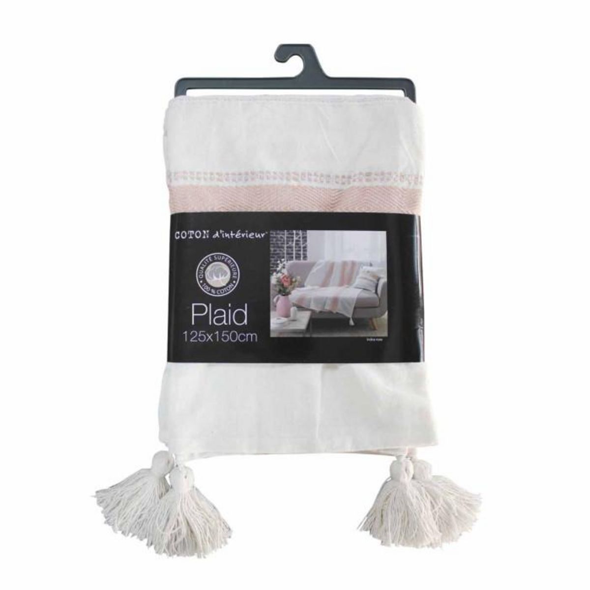 Paris Prix Plaid à Pompons  Indira  125x150cm Rose