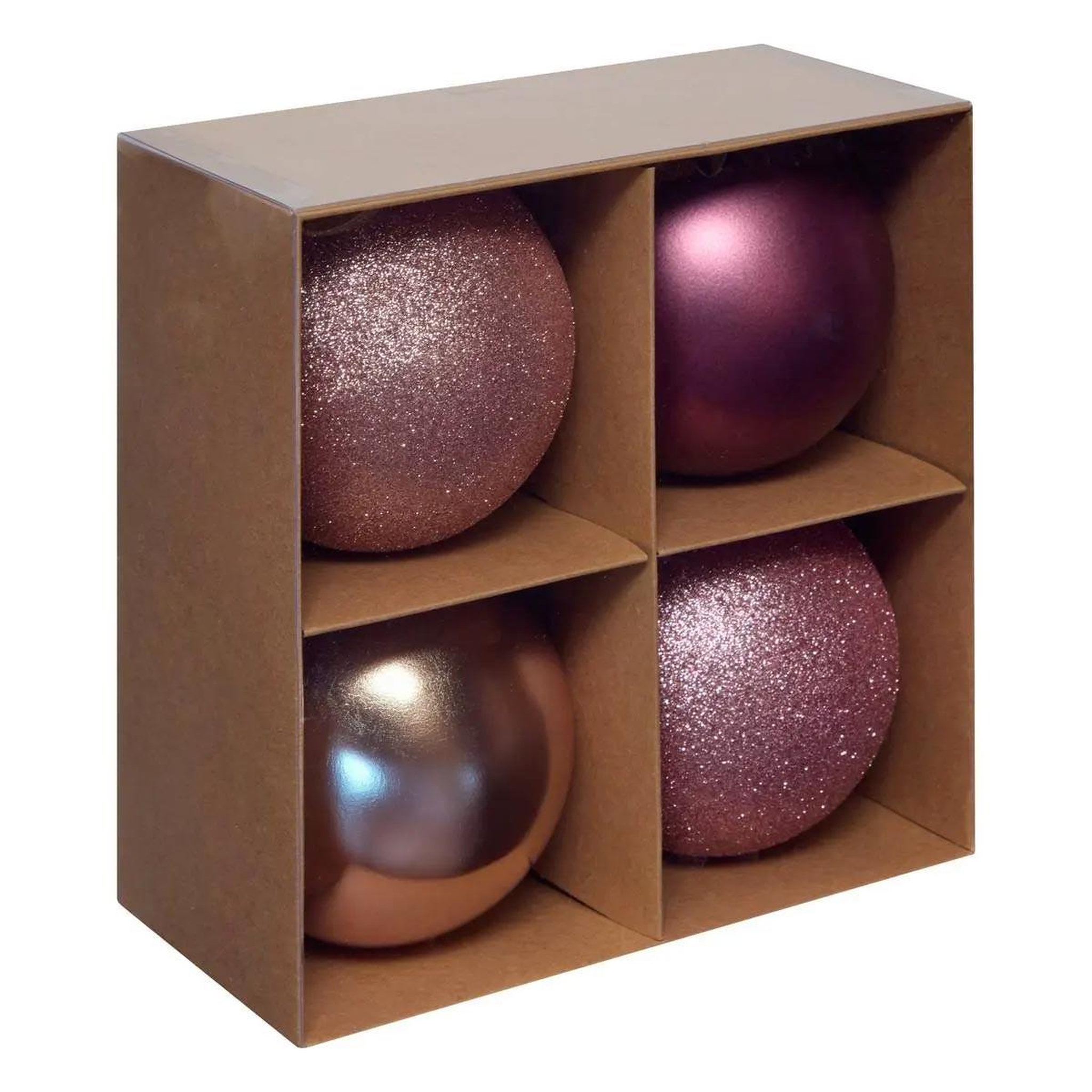 ATMOSPHERA Lot de 4 boules de noël  jokli  10cm rose