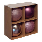 ATMOSPHERA Lot de 4 Boules de Noël  Jokli  10cm Rose