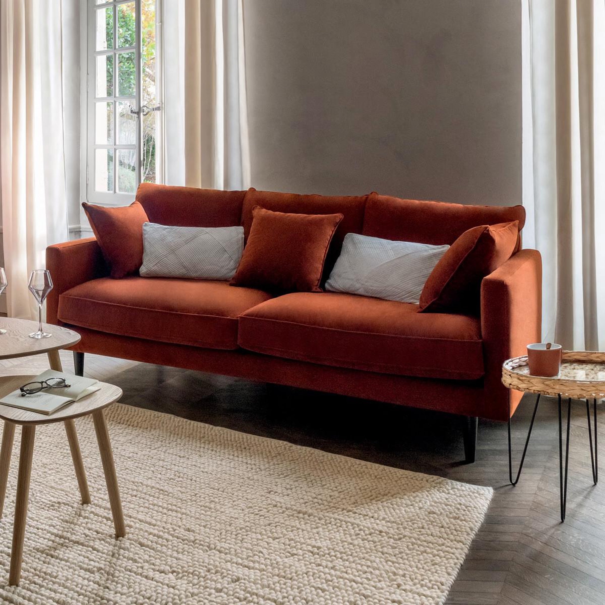 Voir la diapositive 5 : ATMOSPHERA Canapé 3 places en velours  candice  194cm ambre