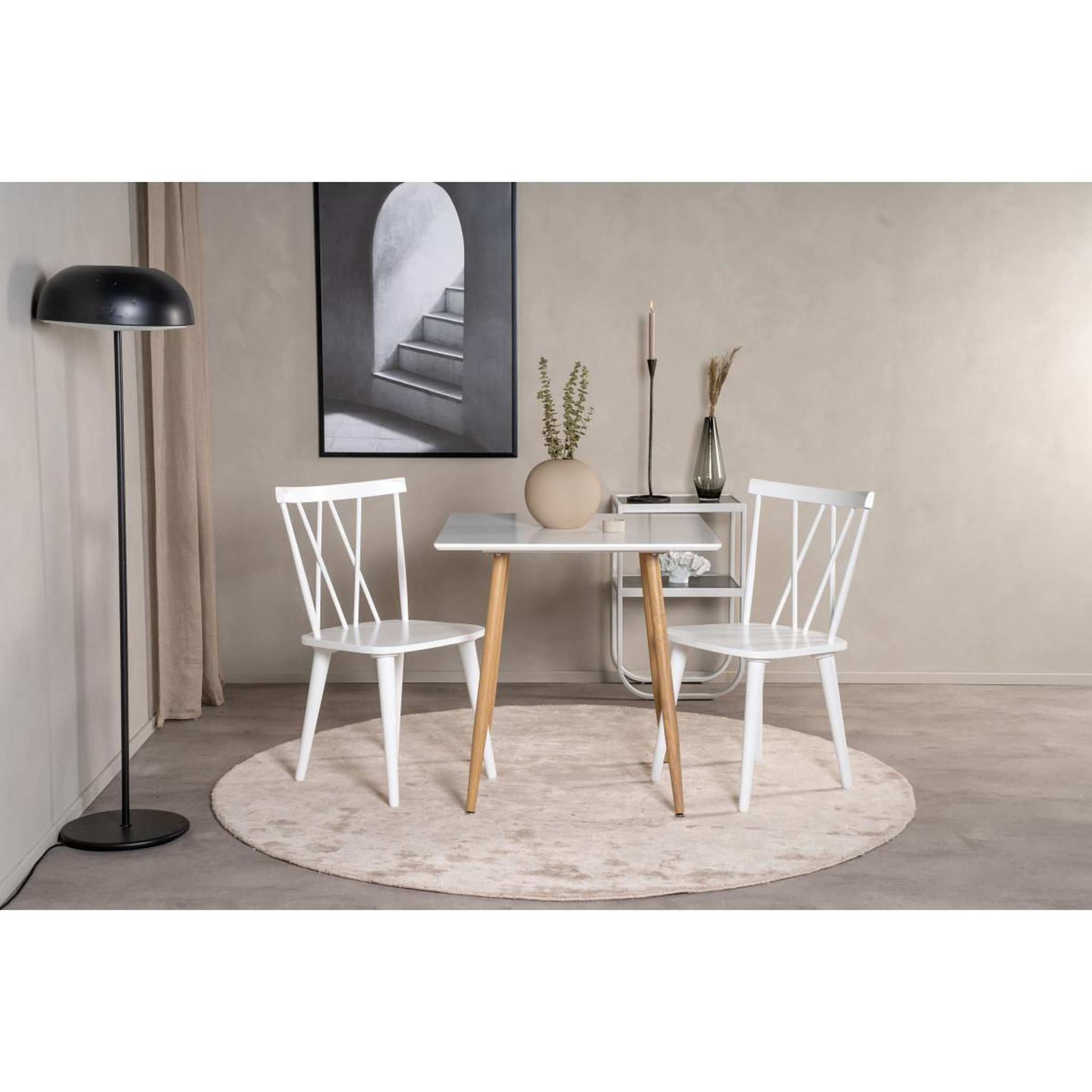 Voir la diapositive 5 : Paris Prix Table à manger  polar  75cm blanc & naturel