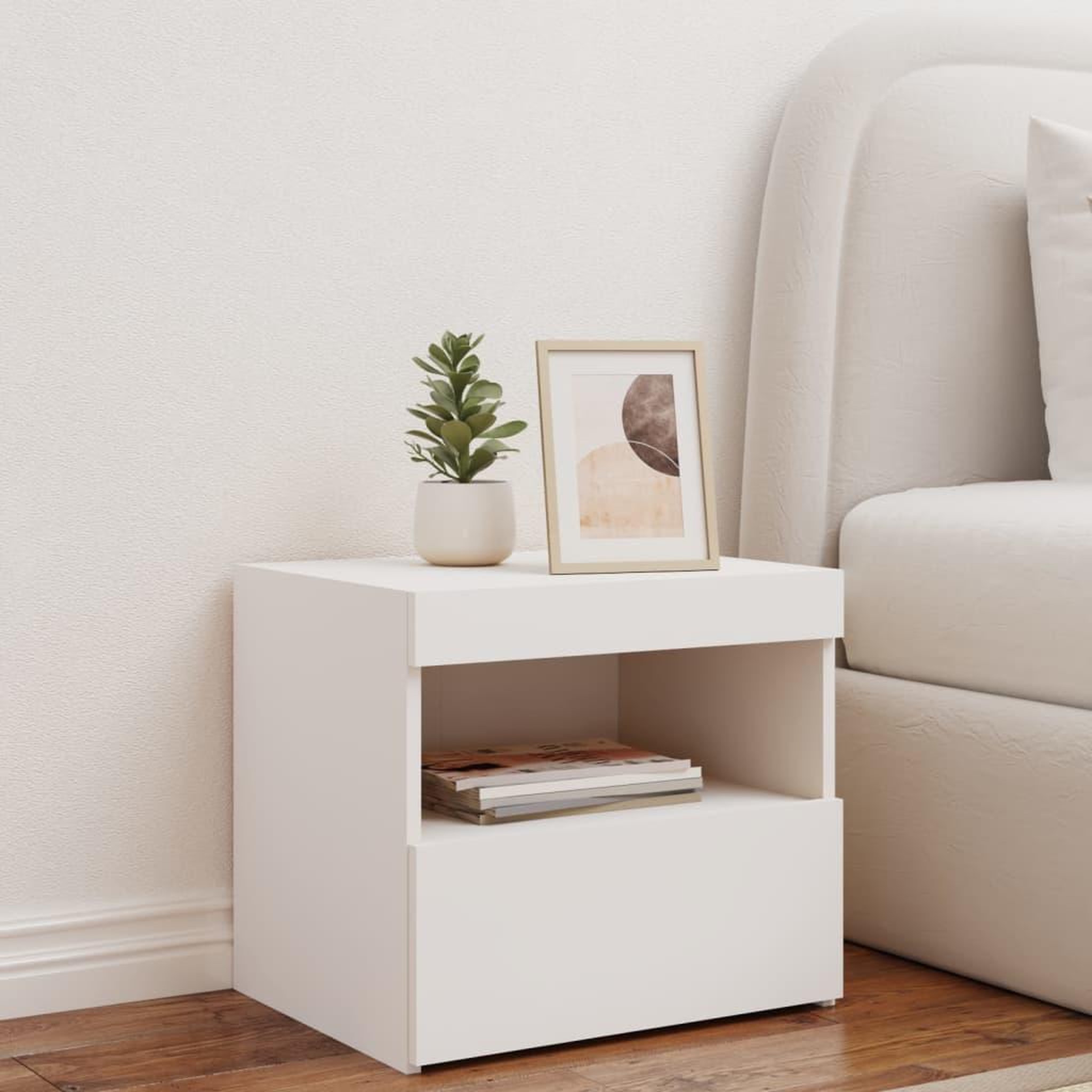 Voir la diapositive 3 : VIDAXL Table de chevet avec lumieres LED blanc 50x40x45 cm