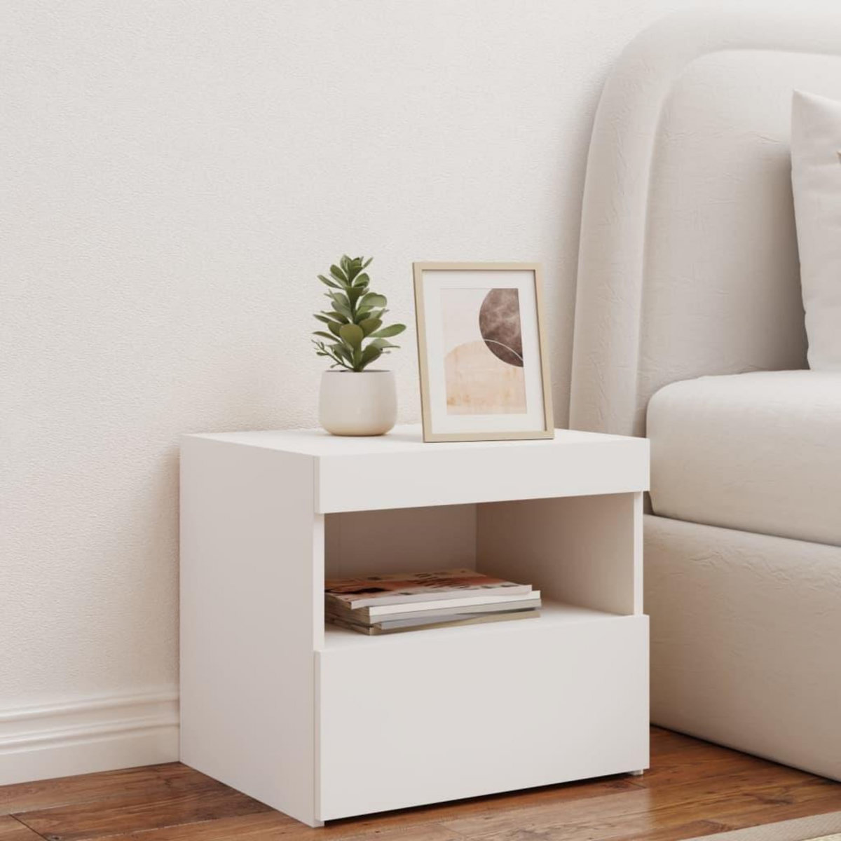 VIDAXL Table de chevet avec lumieres LED blanc 50x40x45 cm