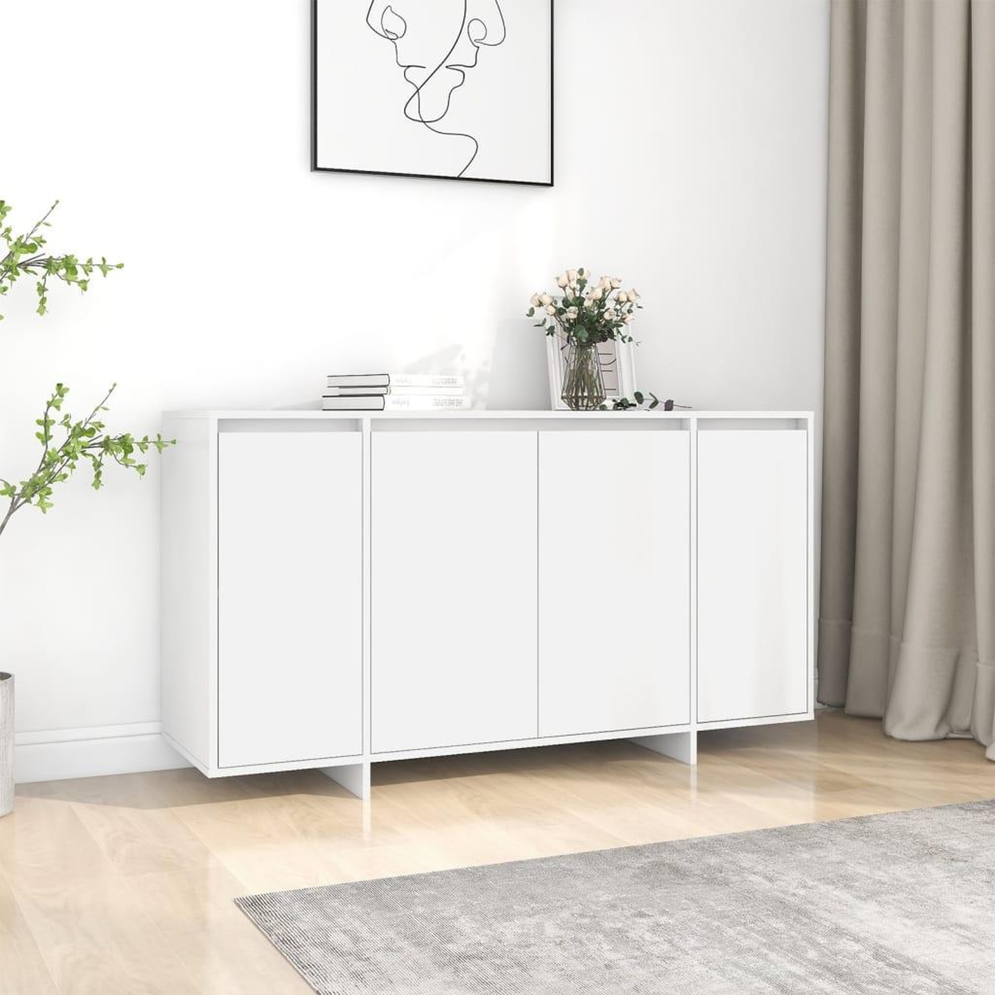 Voir la diapositive 1 : VIDAXL Buffet blanc 135x41x75 cm bois d'ingenierie