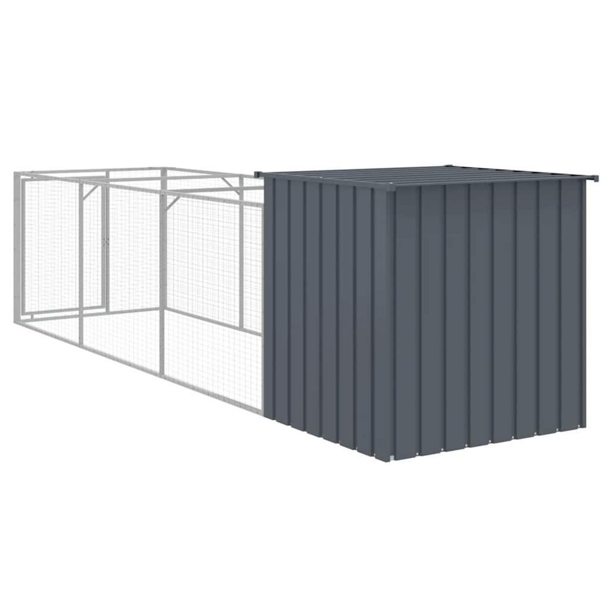 VIDAXL Niche pour chien avec cour anthracite 110x405x110 cm