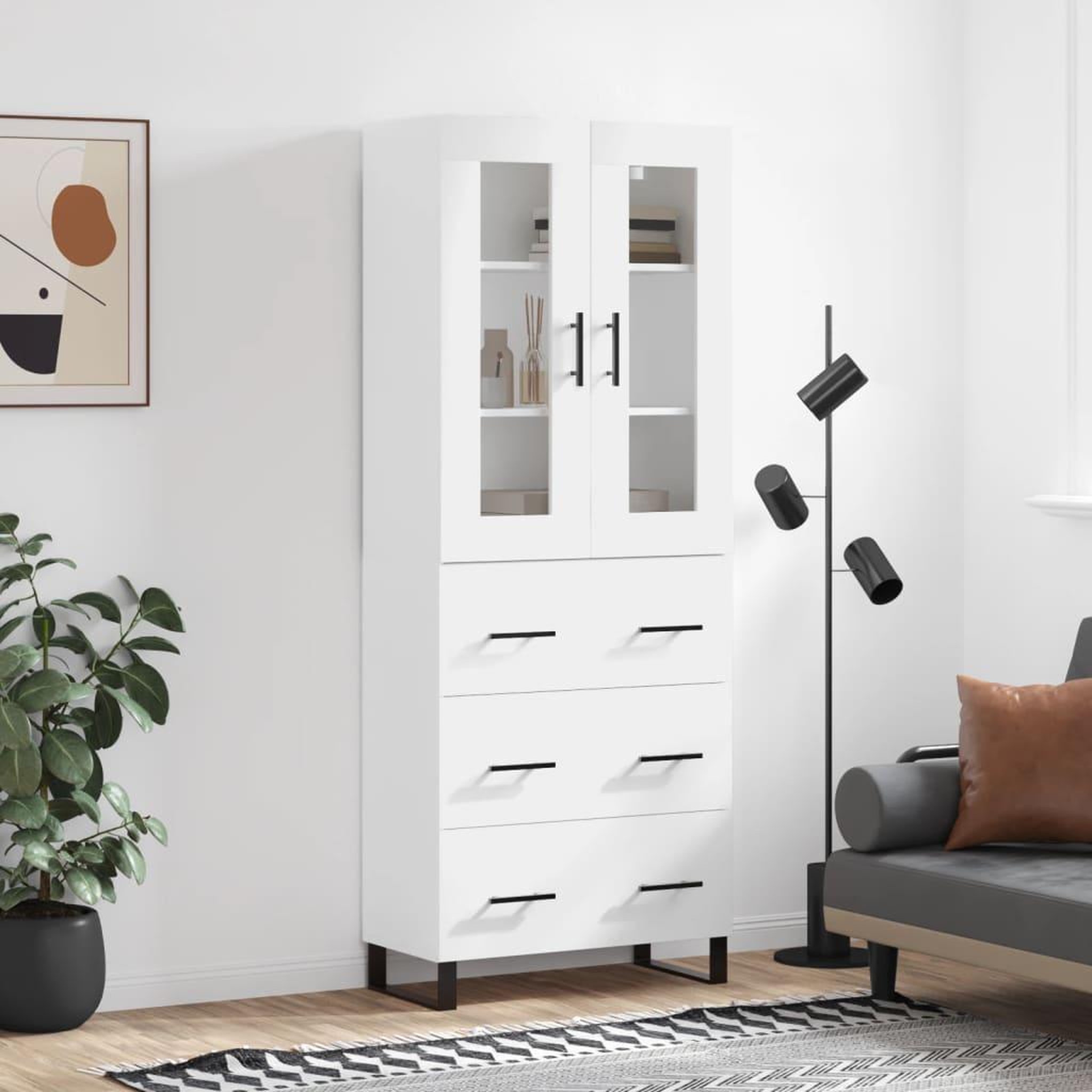 VIDAXL Buffet haut Blanc 69,5x34x180 cm Bois d'ingenierie