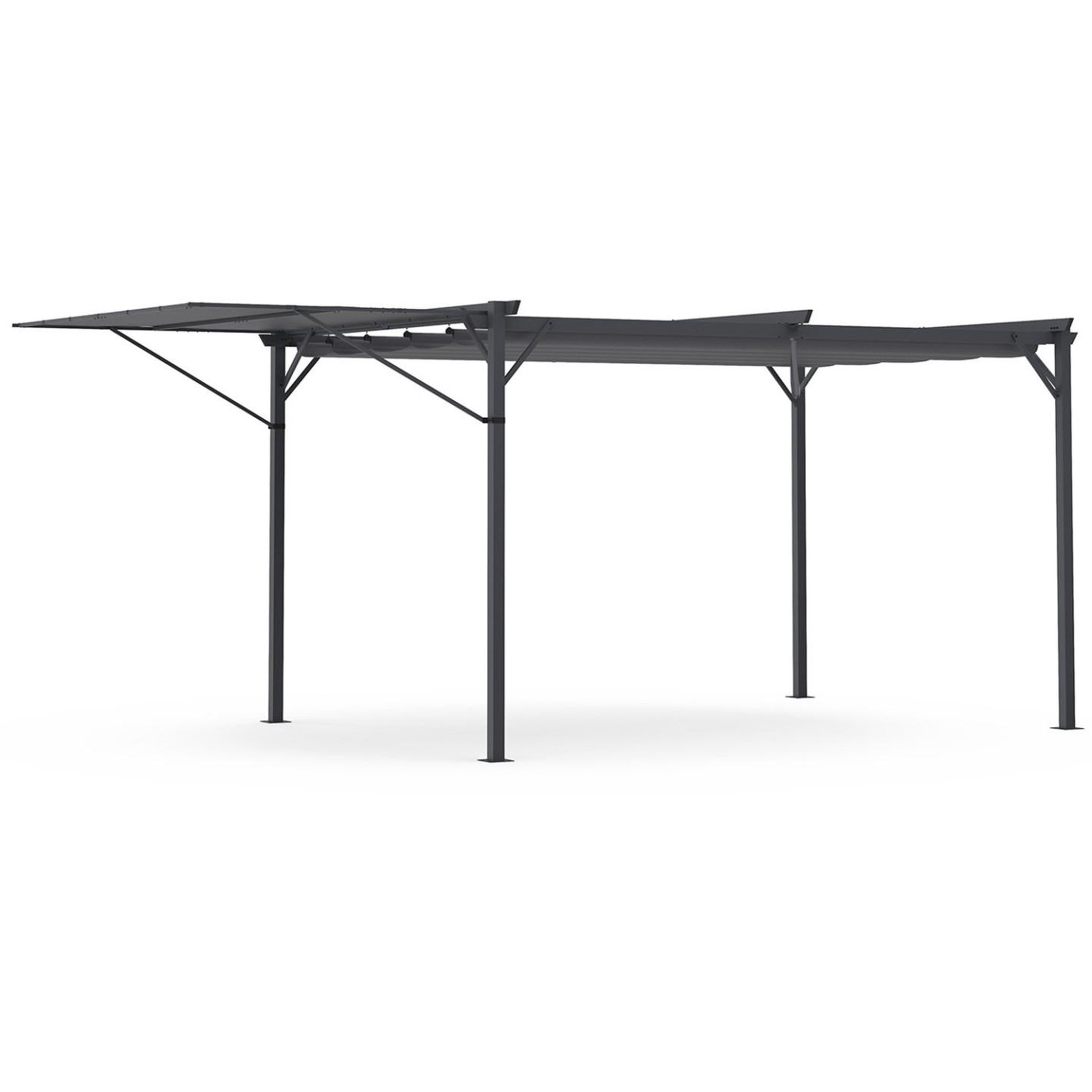 ID MARKET Pergola édition originale auvent réglable et toit rétractable 3x4m gris anthracite