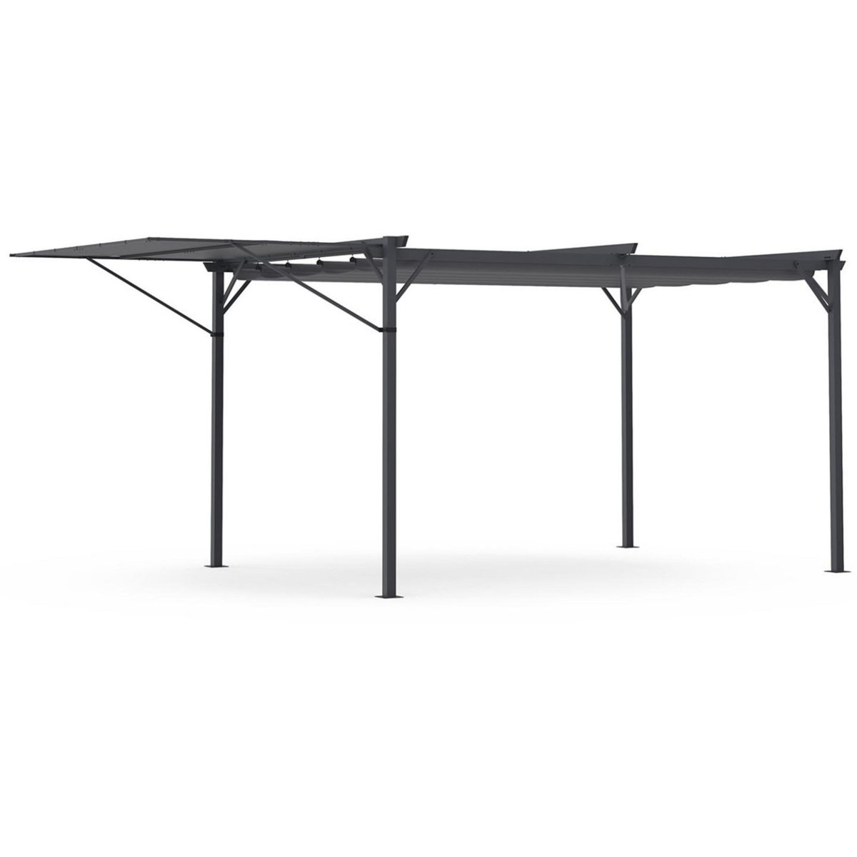 ID MARKET Pergola édition originale auvent réglable et toit rétractable 3x4M gris anthracite