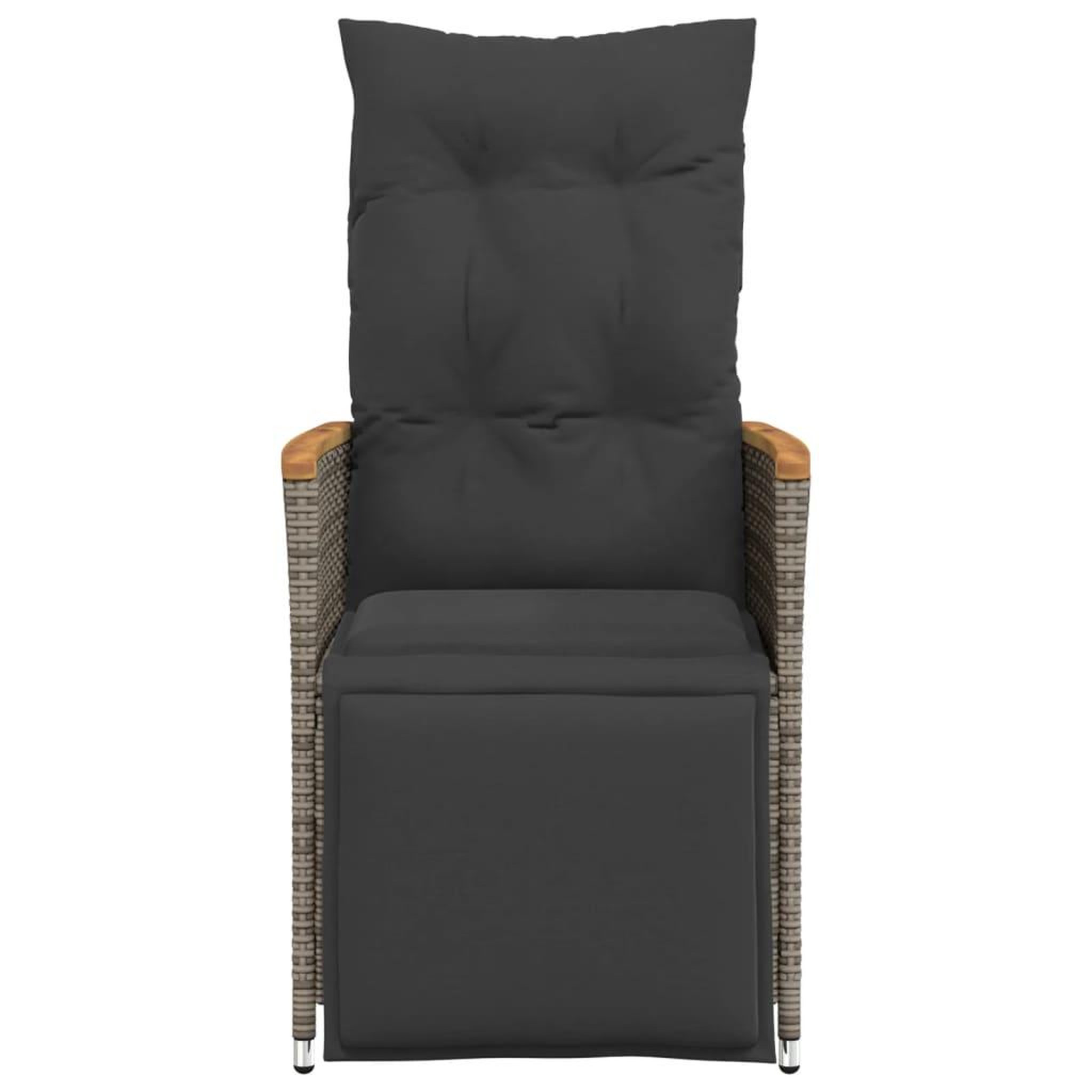 Voir la diapositive 4 : VIDAXL Chaises inclinables de jardin lot de 2 et coussins gris rotin
