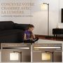 Voir la diapositive 5 : HOMCOM Lampadaire dimmable H.60 cm 2 températures de couleur timer 60 min télécommande noir blanc