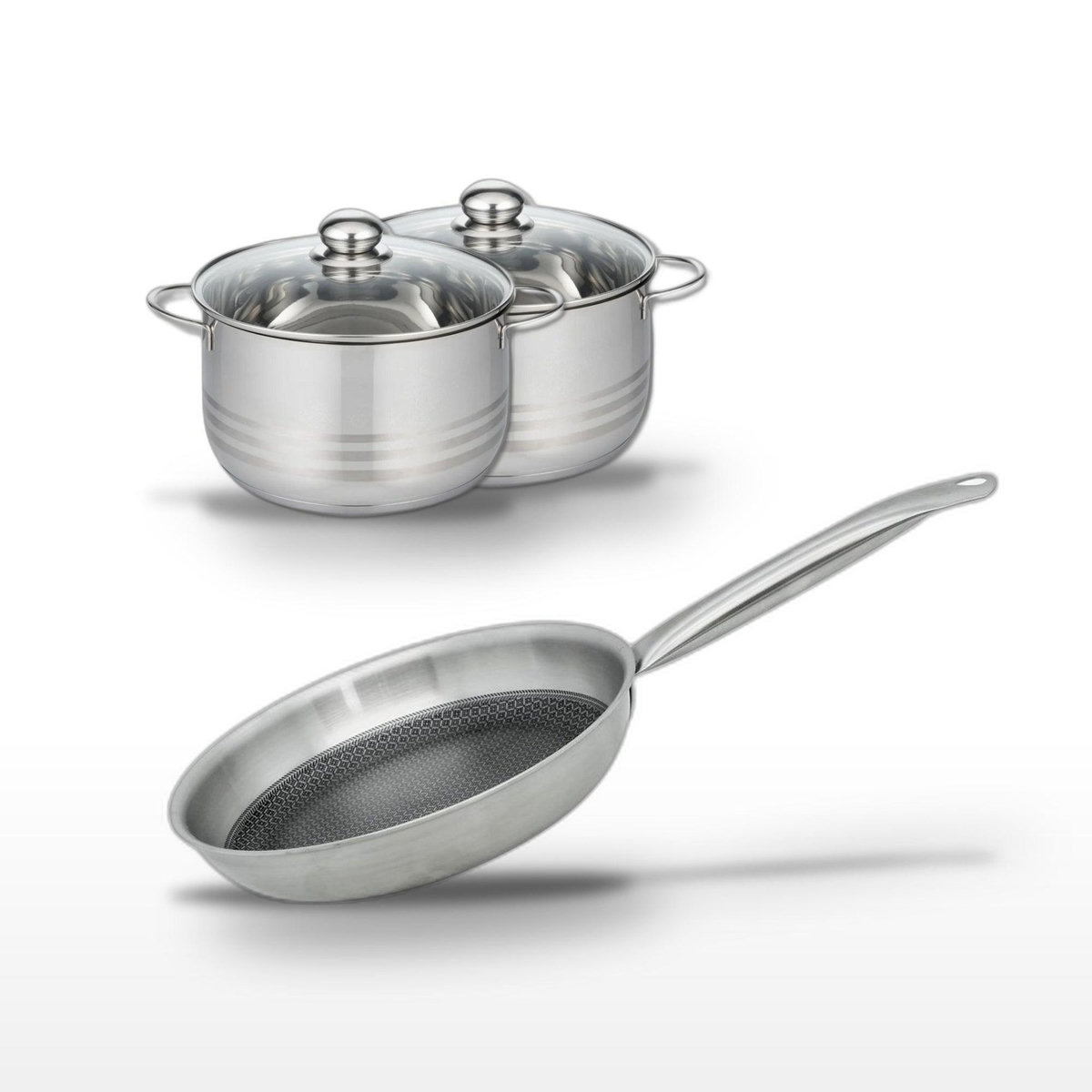 ELO Lot Poêle 28cm et 2 Faitouts 20/24cm Elo Relief Solution