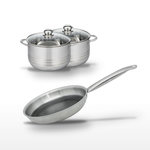 ELO Lot Poêle 28cm et 2 Faitouts 20/24cm Elo Relief Solution