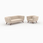 Voir la diapositive 1 : Rendez vous déco Ensemble canapé et fauteuil en velours beige 4 places-Mona