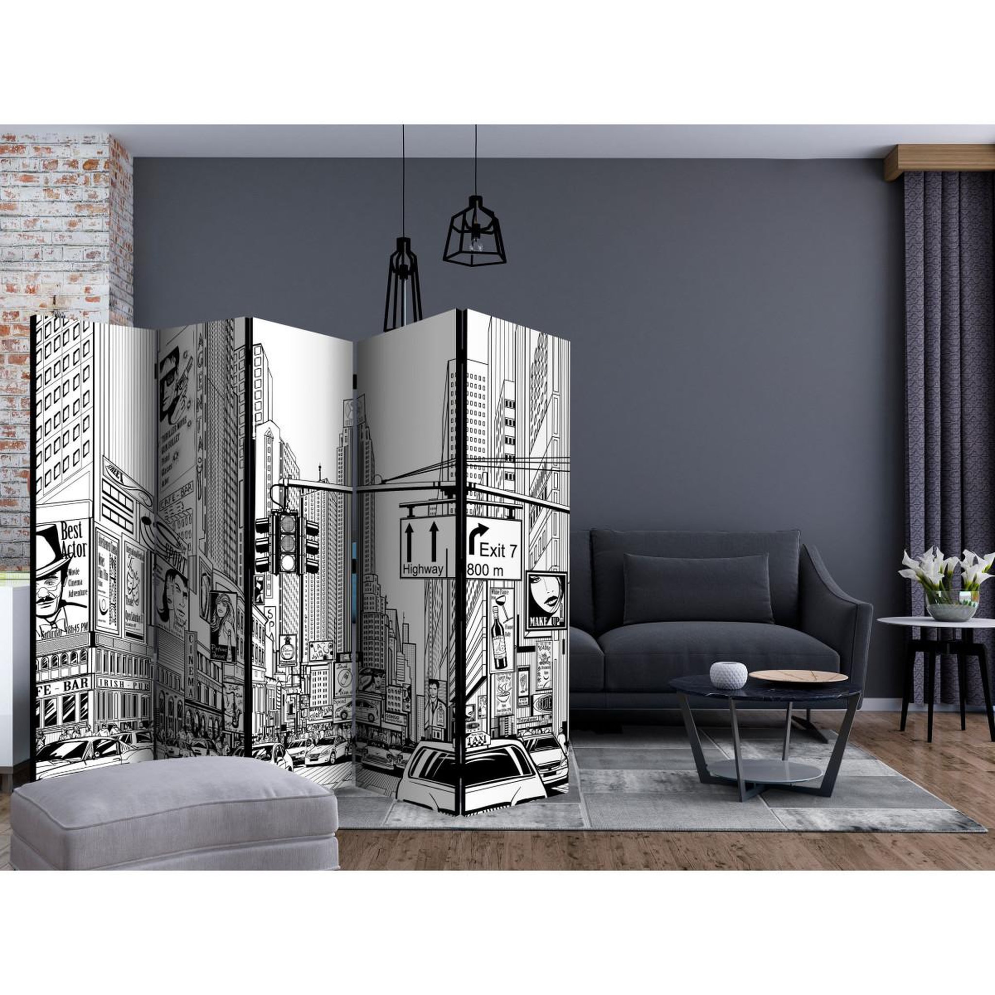 Voir la diapositive 2 : Paris Prix Paravent 5 volets  street in new york city  172x225cm