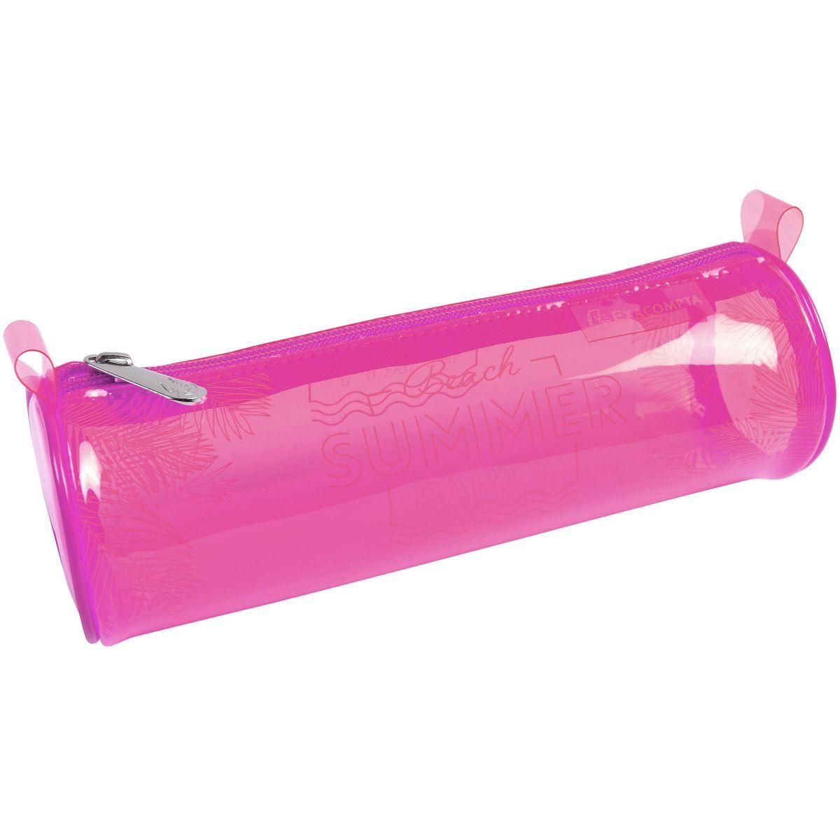 EXACOMPTA Trousse 1 compartiment ronde rose fluo NEON