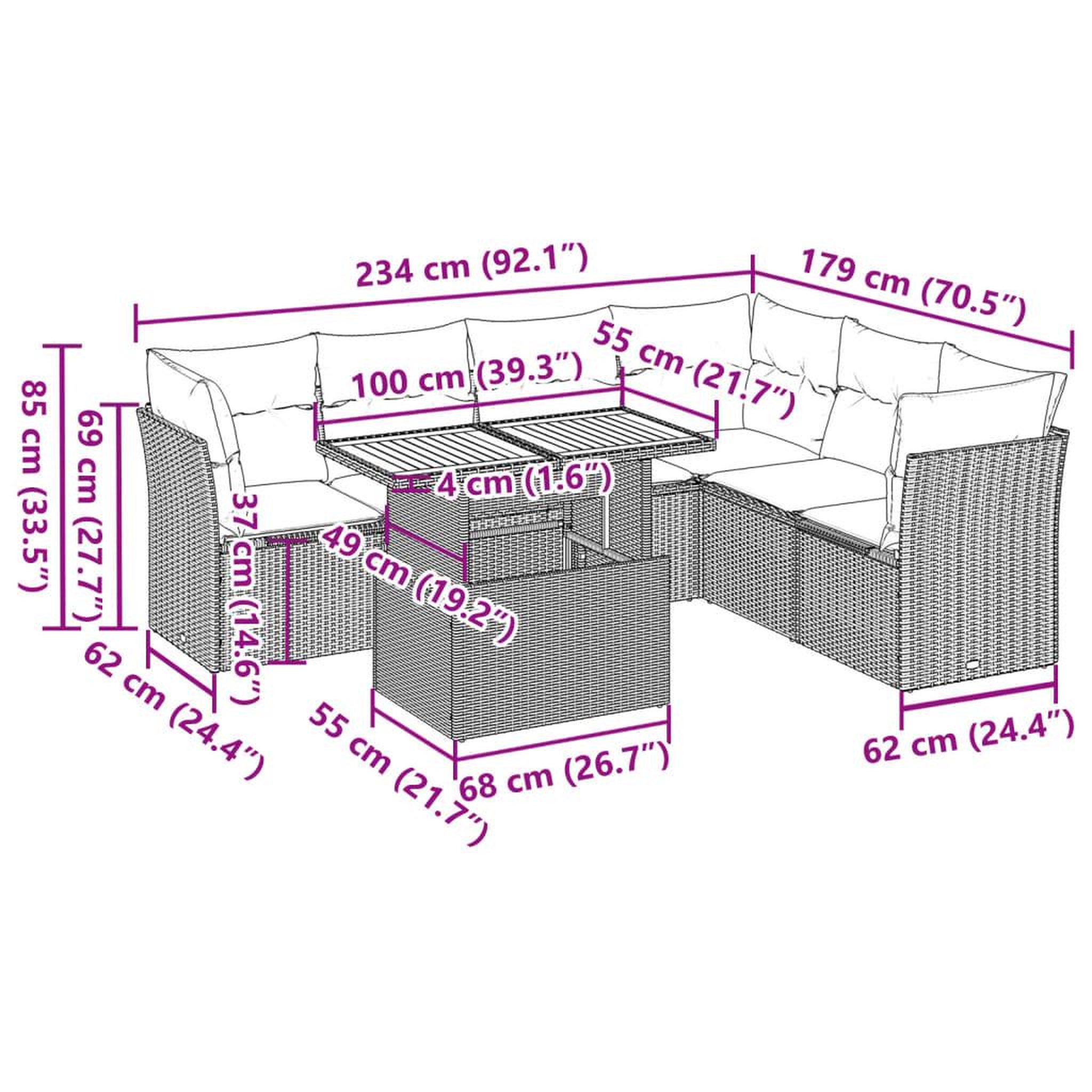 Voir la diapositive 6 : VIDAXL Salon de jardin 7 pcs avec coussins noir resine tressee