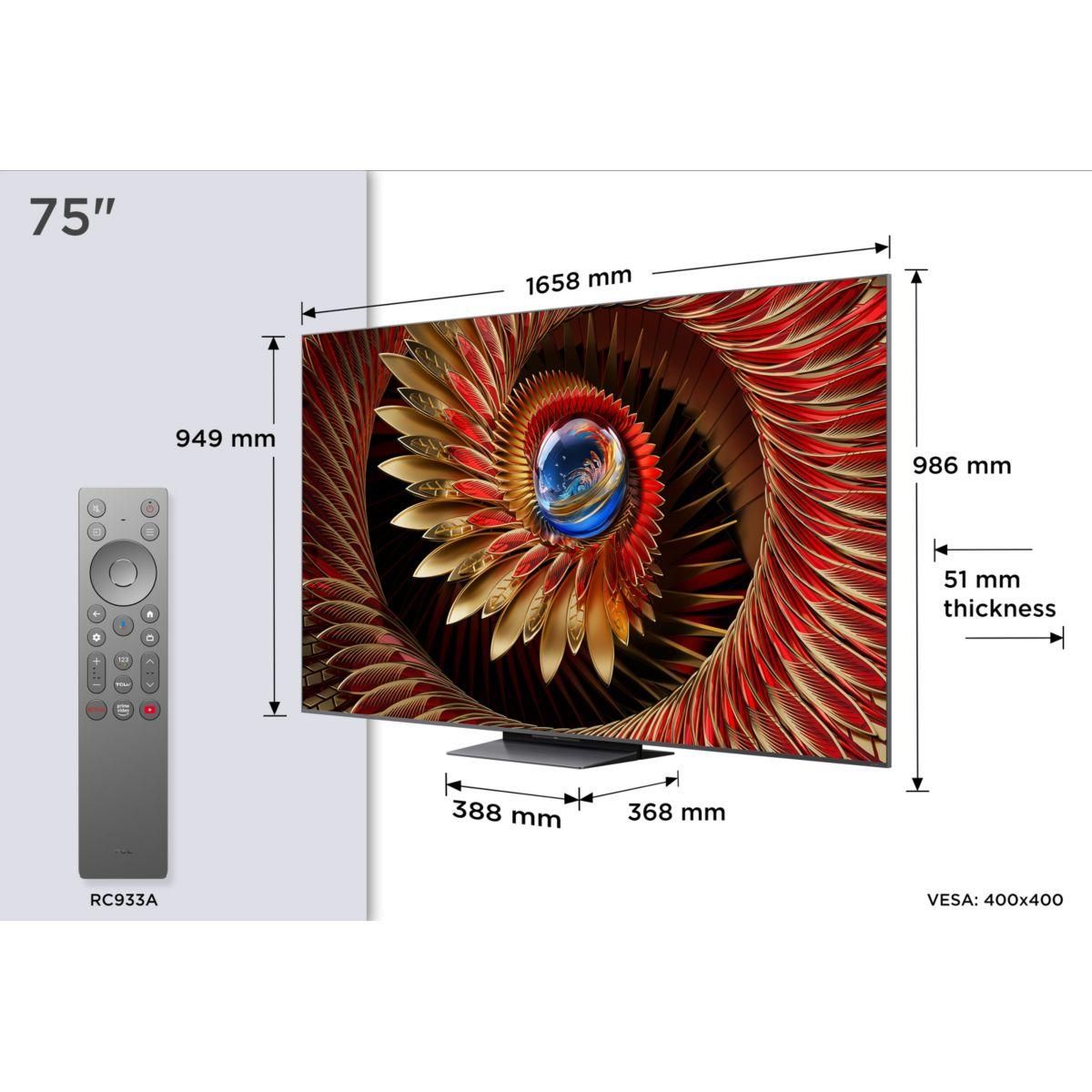 TCL TV Mini Led 75C89K 2025-75 pouces (189cm)