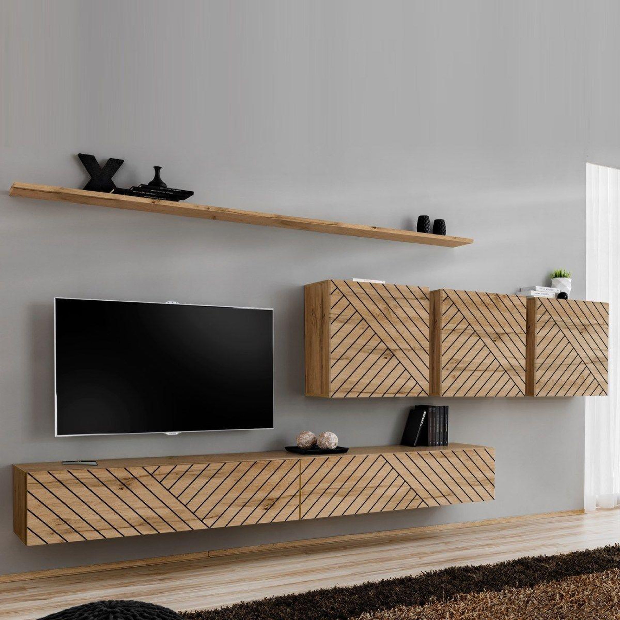 Paris Prix Ensemble meuble tv  switch lamel vii  340cm naturel