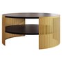 Voir la diapositive 1 : BEST MOBILIER Cruz - table basse ronde - noir et doré - 1 niche - 75 cm