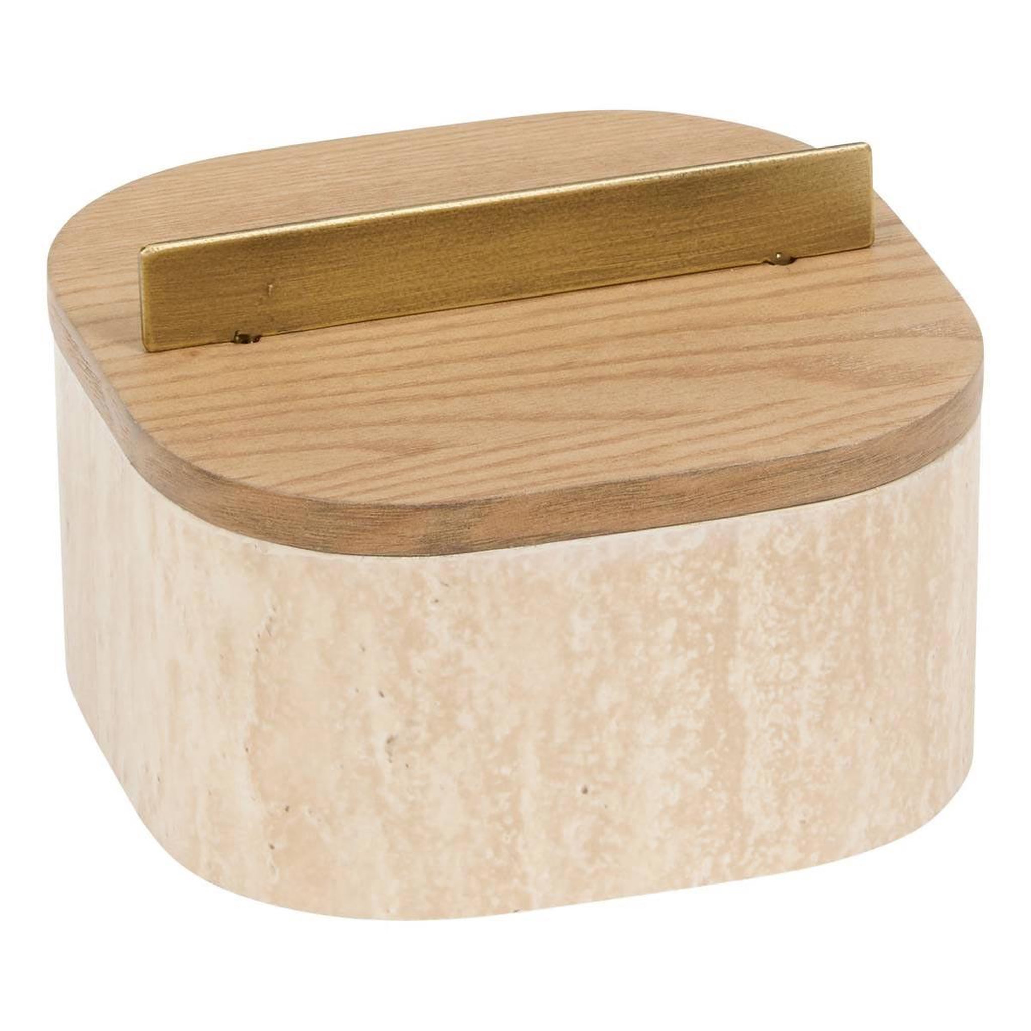 Voir la diapositive 5 : ATMOSPHERA Lot de 2 boîtes effet travertin  travi  18cm beige