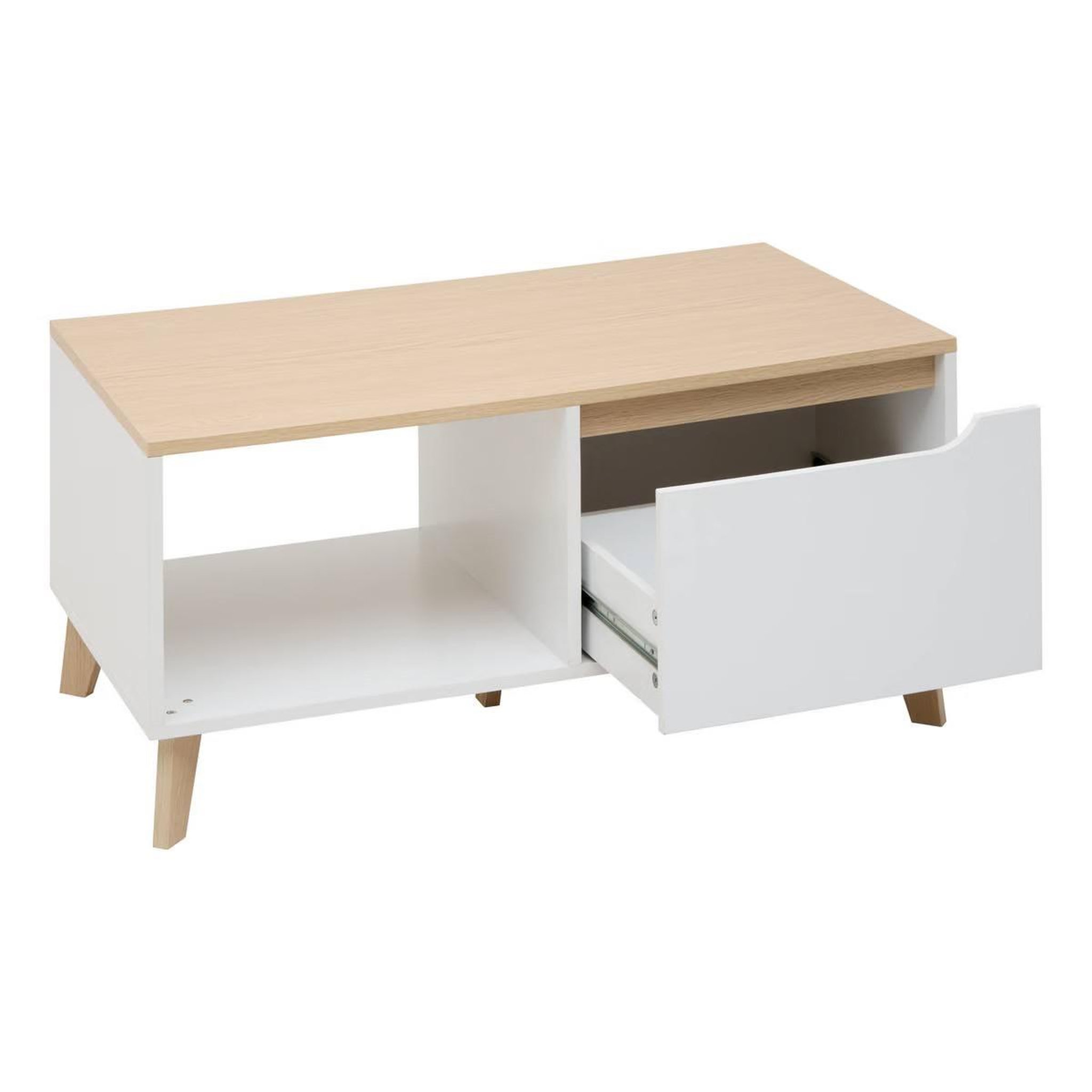 Voir la diapositive 2 : FIVE Table basse avec tiroir  luma  90cm blanc