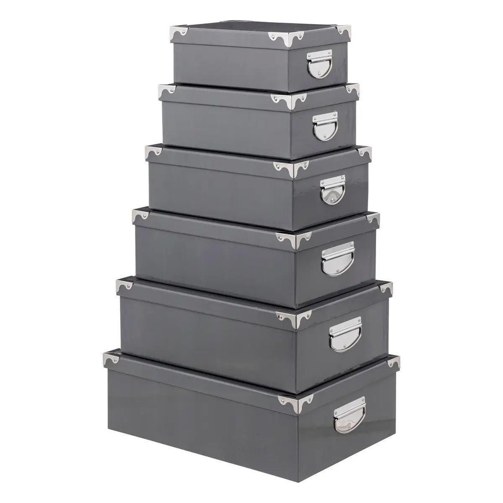 FIVE Set de 6 boîtes de rangement  uni  48cm gris foncé