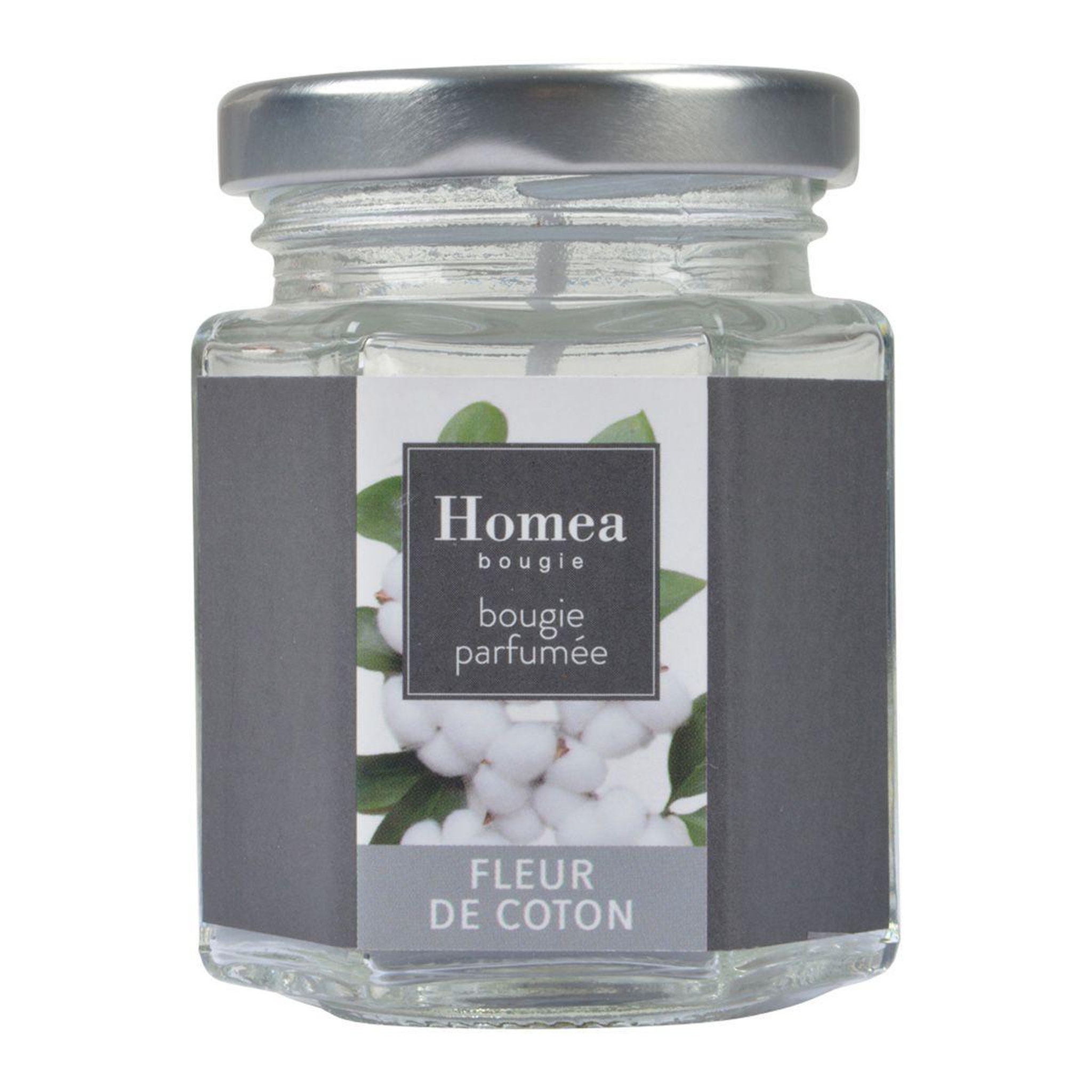 HOMEA Bougie verrine parfumée  essentiel ii  7cm fleur de coton