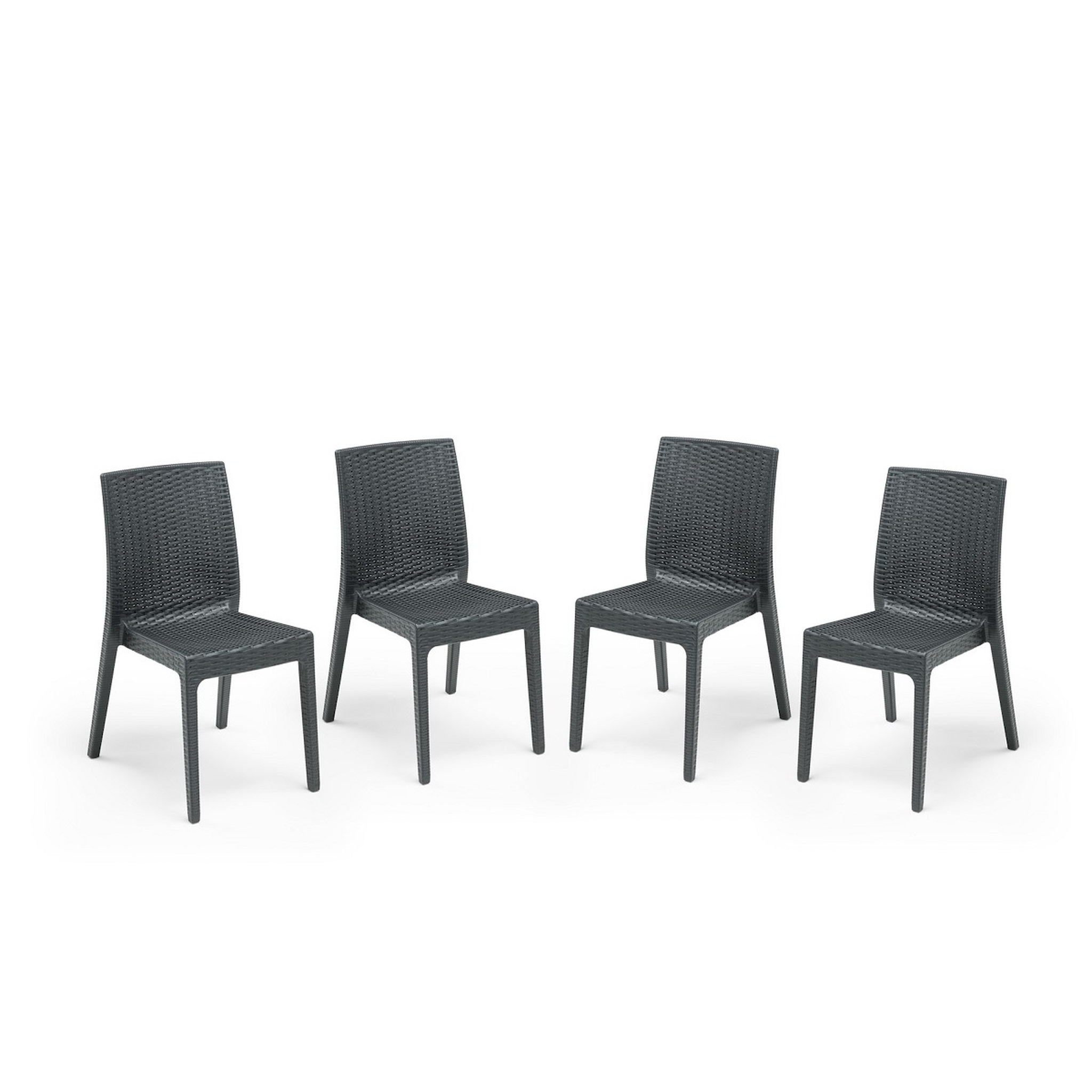 Voir la diapositive 1 : ARETA Lot de 4 chaises de jardin - Gris anthracite - SELENE