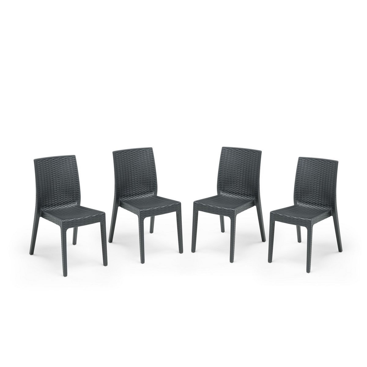 ARETA Lot de 4 chaises de jardin - Gris anthracite - SELENE