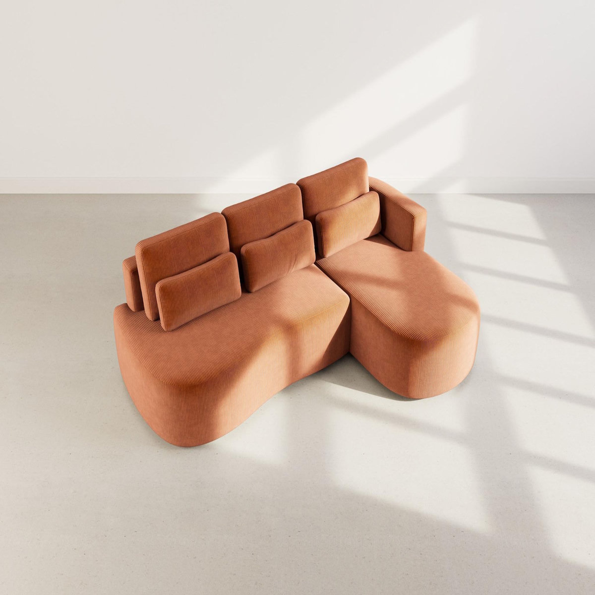 LISA DESIGN Mahina - canapé d'angle droit 4 places convertible avec coffre en velours côtelé