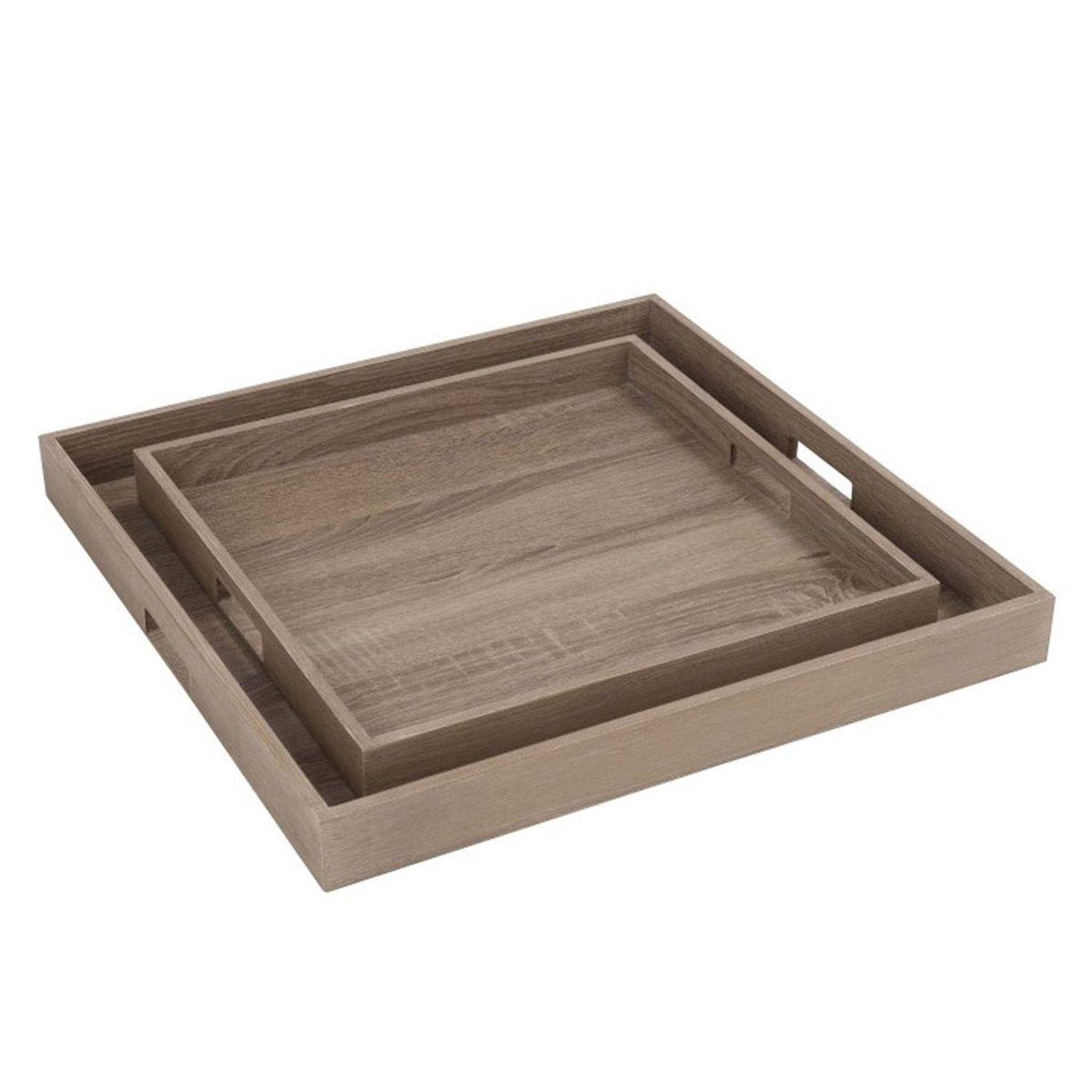 Voir la diapositive 3 : J-LINE Lot de 2 plateaux carrés  ayana  50cm naturel