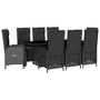 Voir la diapositive 2 : VIDAXL Ensemble a manger de jardin 9pcs coussins noir resine tressee