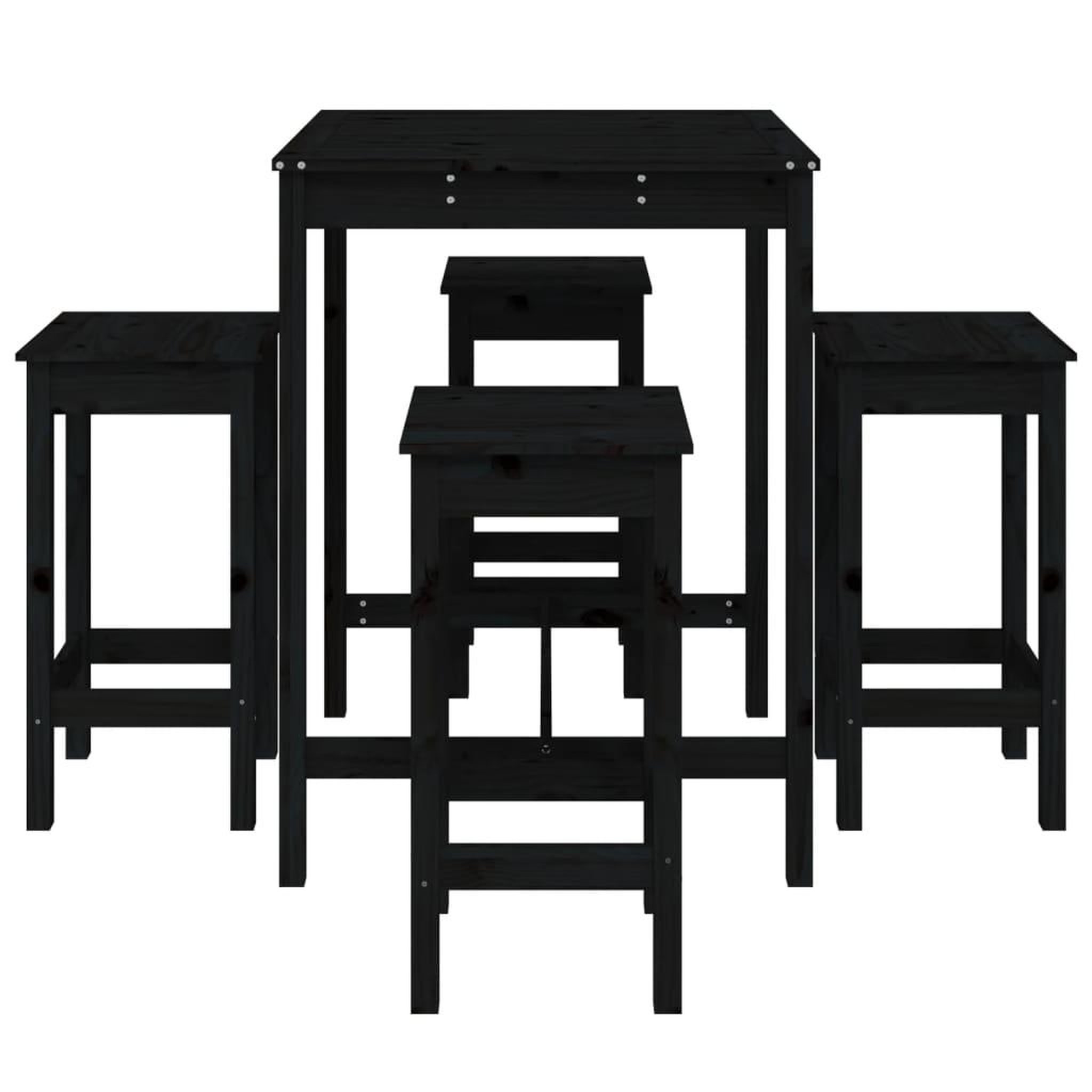 Voir la diapositive 5 : VIDAXL Ensemble de bar de jardin 5 pcs noir bois de pin massif