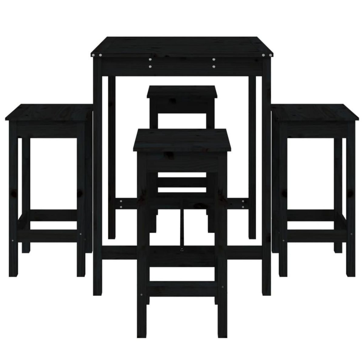 VIDAXL Ensemble de bar de jardin 5 pcs noir bois de pin massif