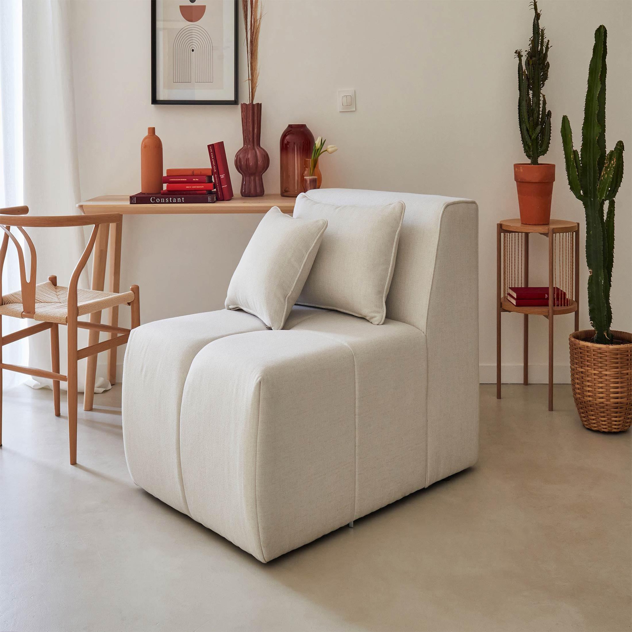 LISA DESIGN Caracas - module d'assise - en tissu. Coloris disponibles : Beige, Orange