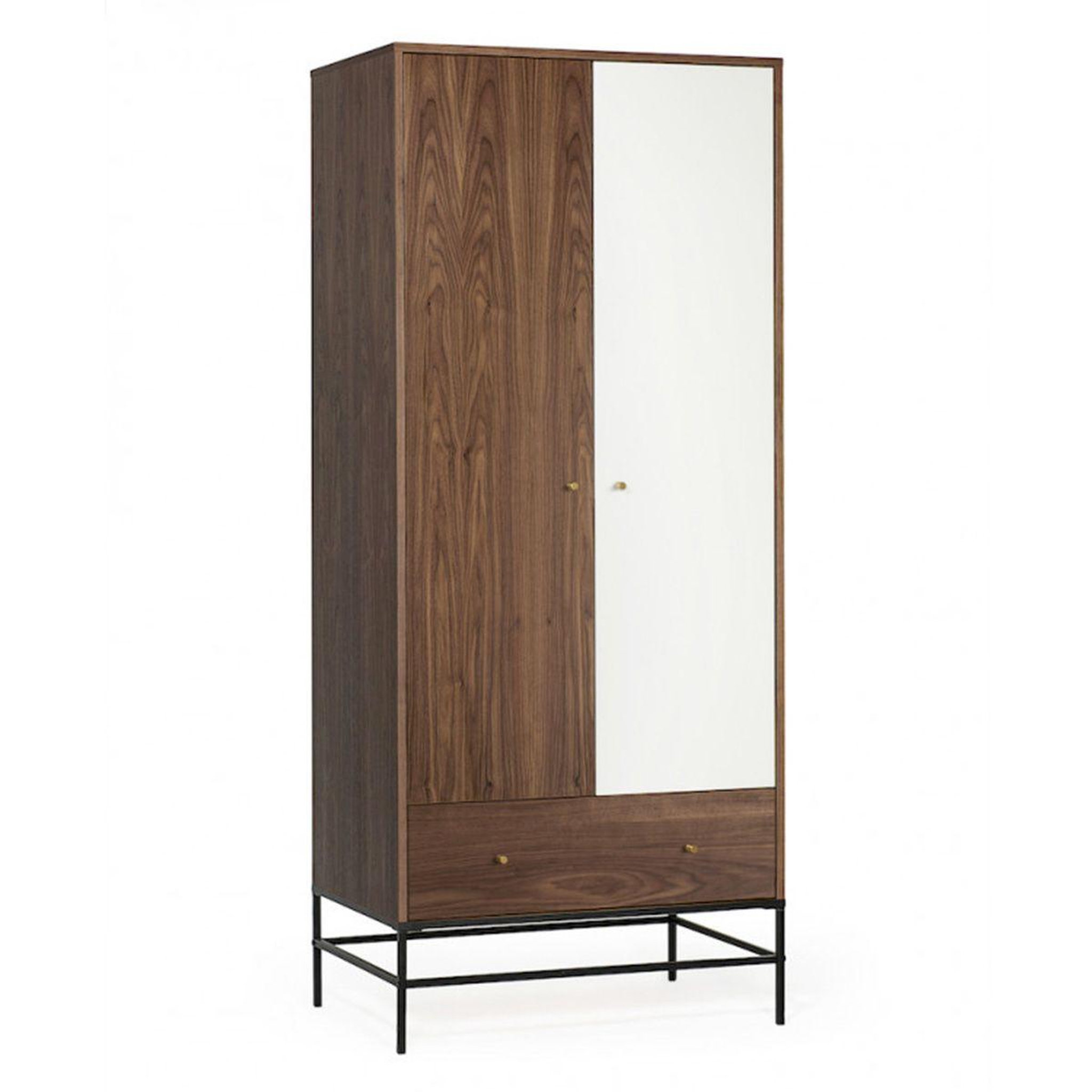 Paris Prix Armoire 2 portes & 1 tiroir  flo  190cm noyer & blanc
