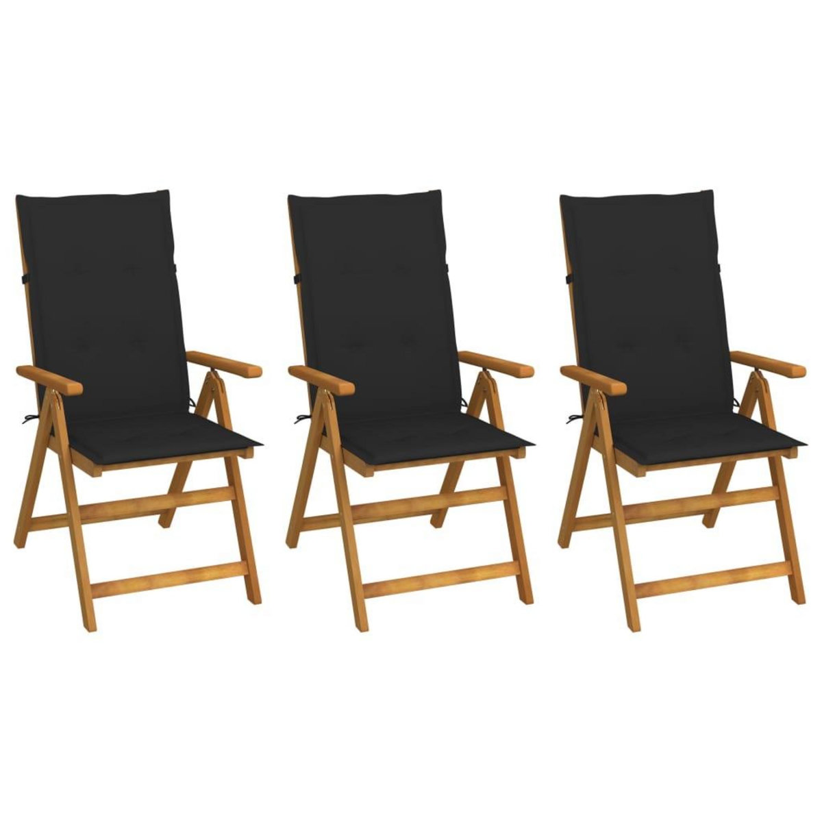 VIDAXL Chaises pliables de jardin lot de 3 avec coussins Bois d'acacia