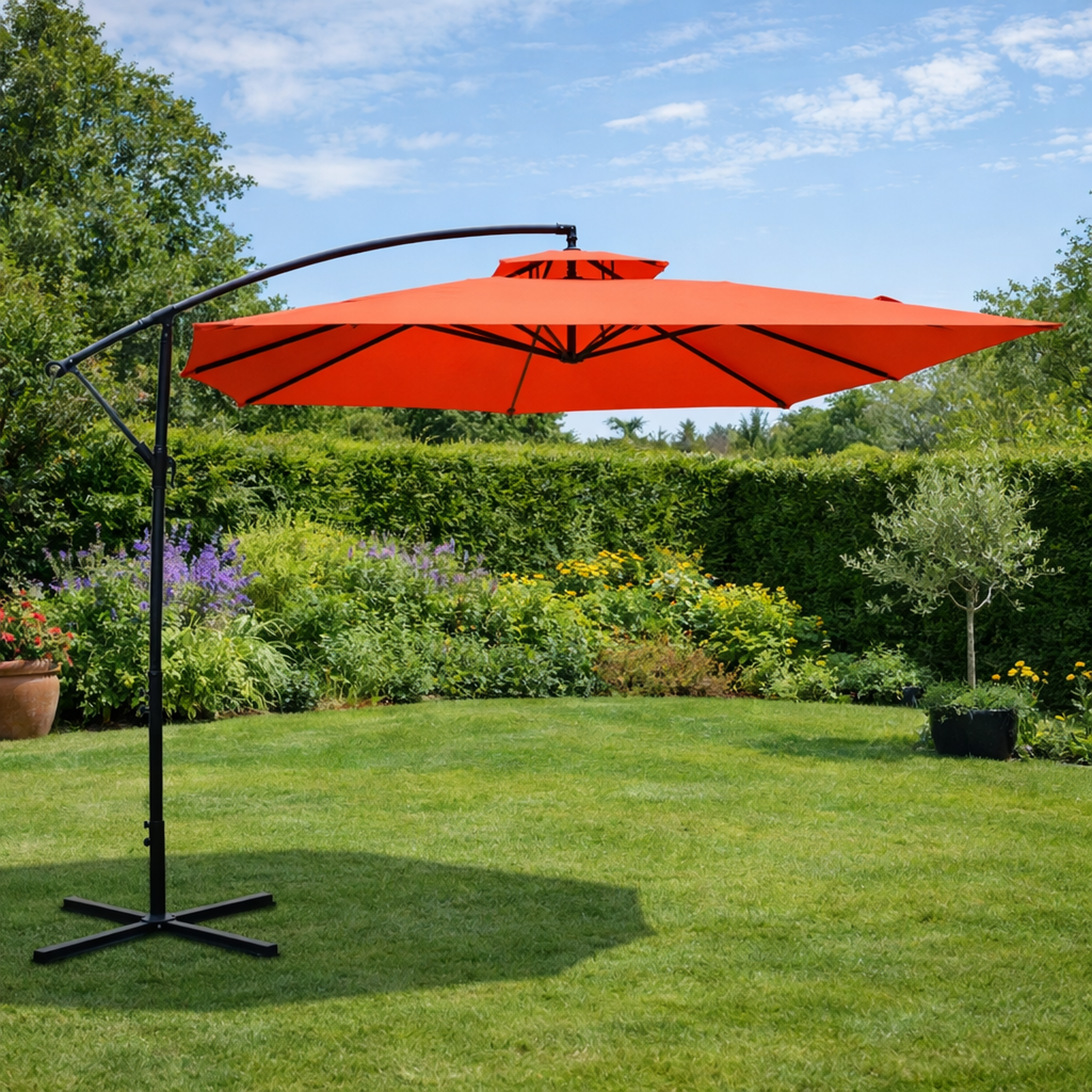 Voir la diapositive 2 : CONCEPT USINE Parasol terracotta déporté rond 295 x 295 m capri