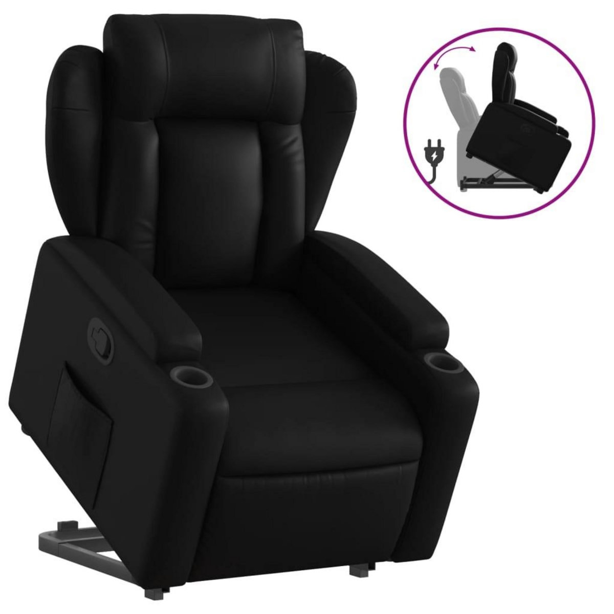 VIDAXL Fauteuil inclinable Noir Similicuir