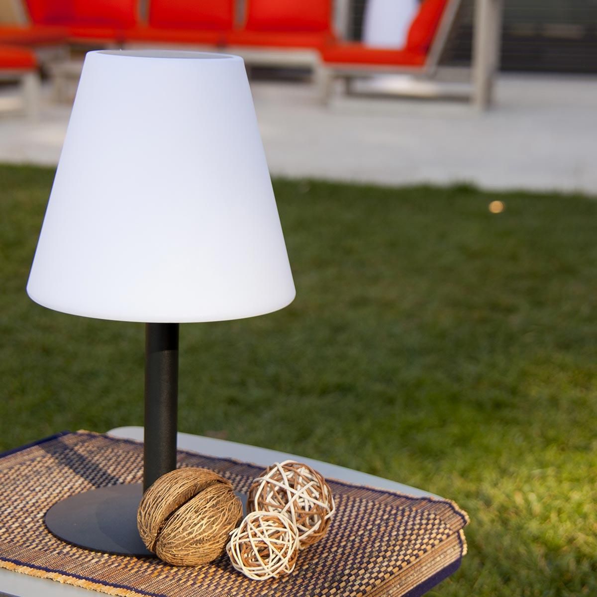 Lumisky Lampe de table solaire STANDY MINI Blanc Acier H36cm