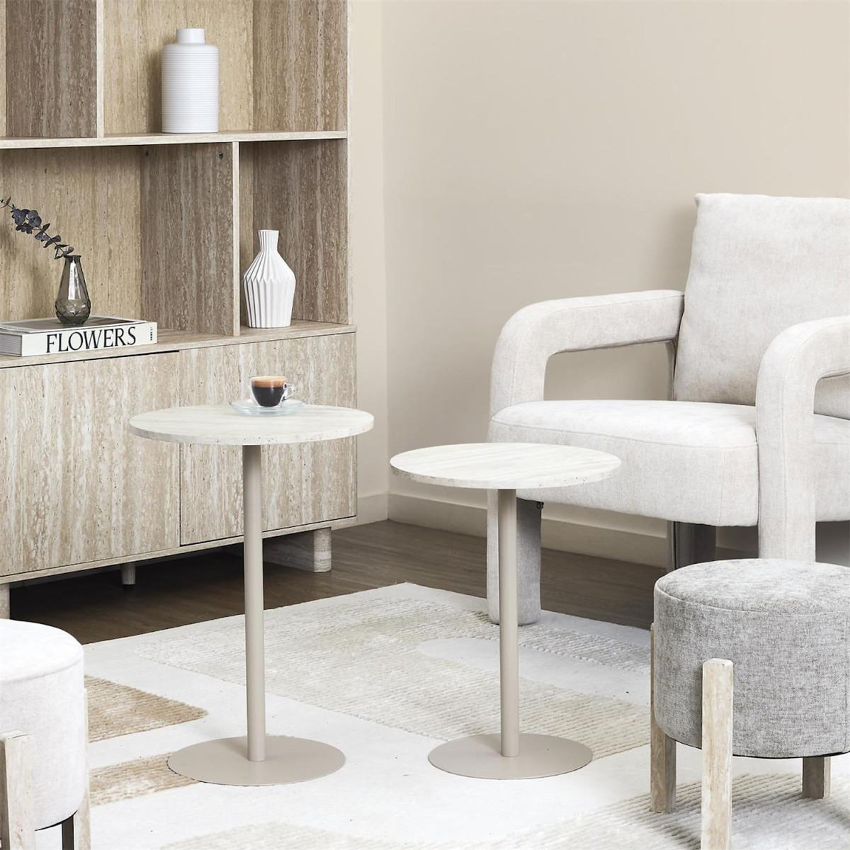 Paris Prix Lot de 2 Tables d'Appoint  Terra Nova  52cm Beige