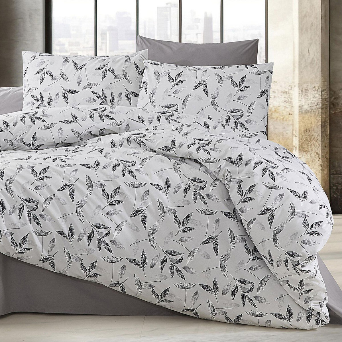 Home collection Parure housse de couette 100% coton 57 fils Imprimé - Lunavera