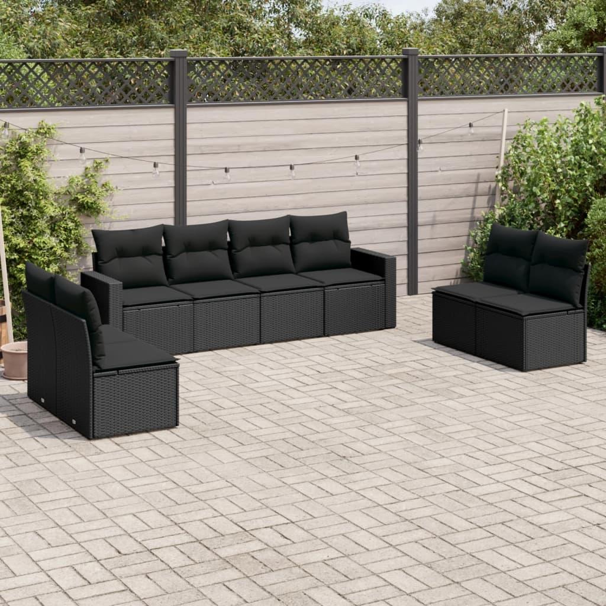 VIDAXL Salon de jardin 8 pcs avec coussins noir resine tressee