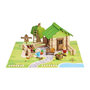 Voir la diapositive 2 : JeuJura Maison et Jardin 135 Pieces - JEUJURA - Jeu de Construction en Bois Naturel, Tapis et Accessoires Inclus, 32x27x11 cm
