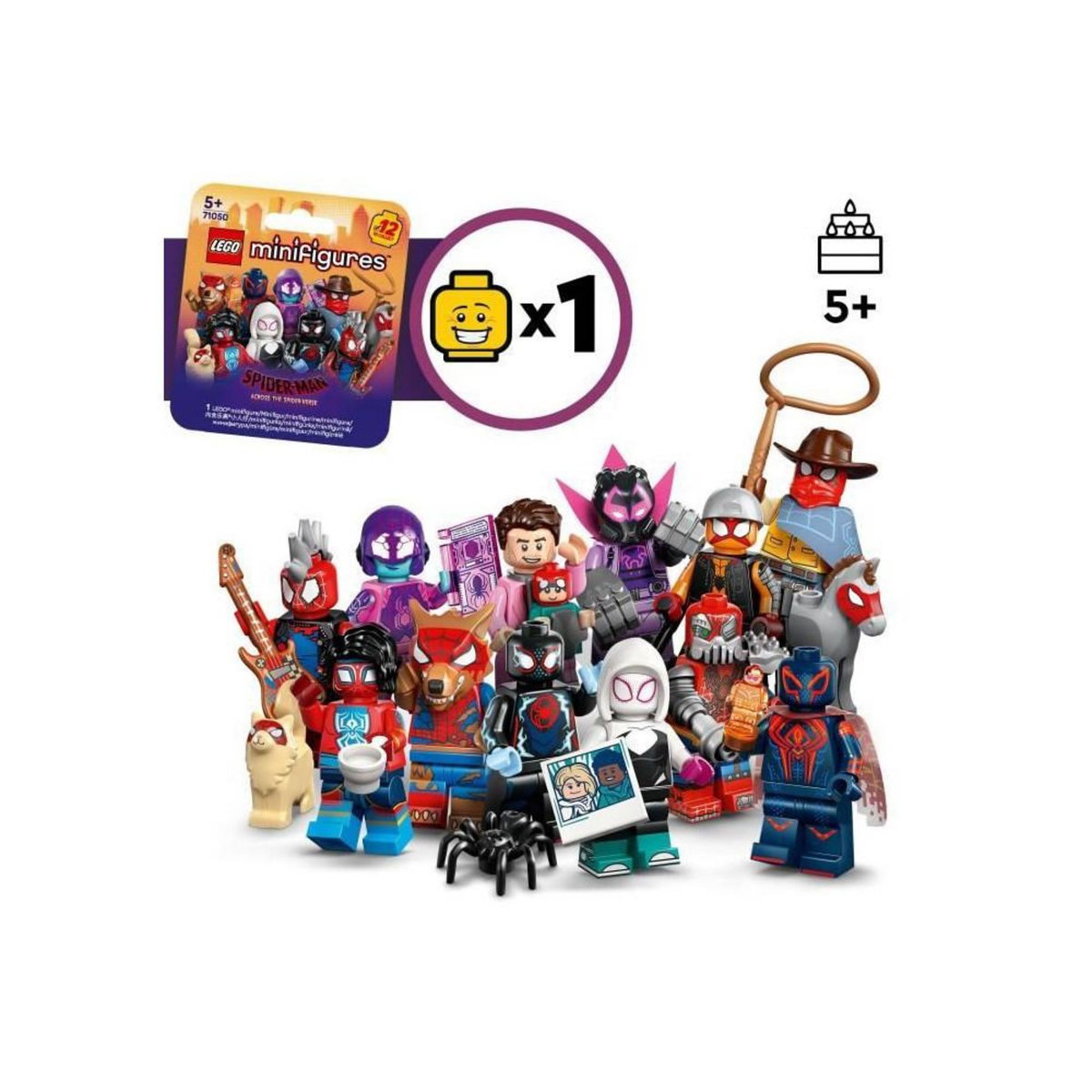 LEGO Box de 36 Minifigures 71050 Spider-Man : Across the Spider-Verse - Jeu des 5 ans - Accessoires