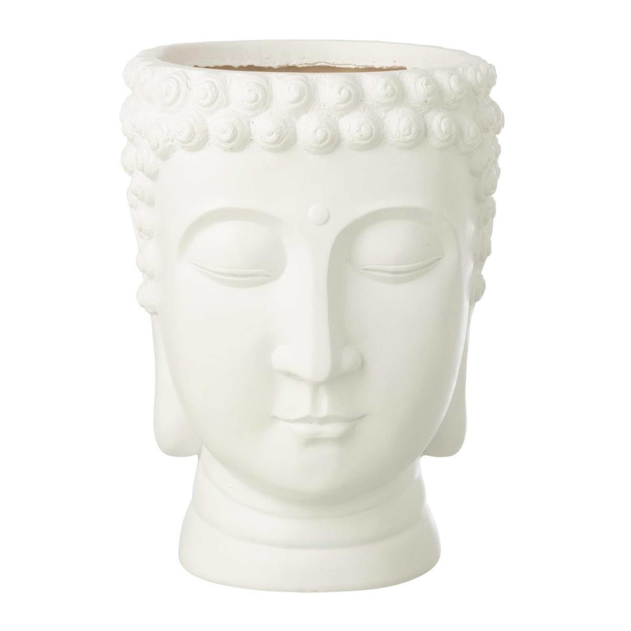 J-LINE Cache-pot tête de bouddha  bodhi  33cm blanc